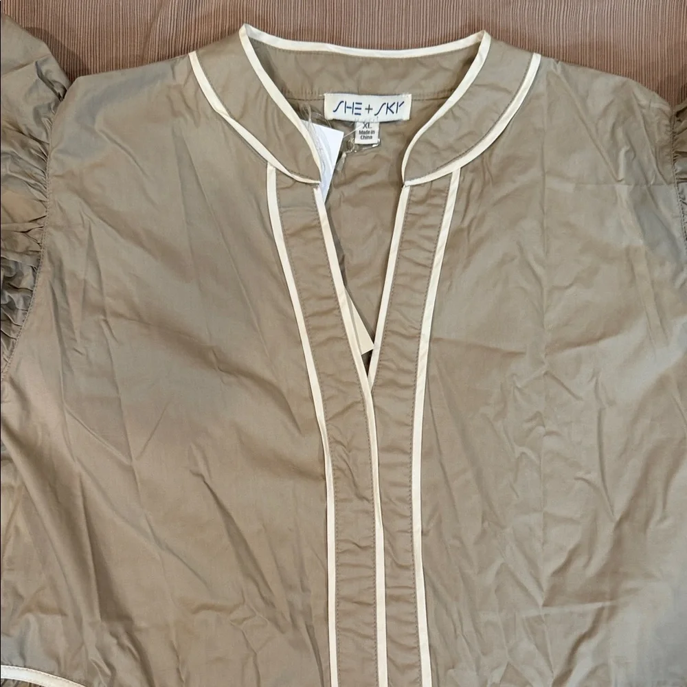 She + Sky Ruffle Sleeve Dress - Tan - Picture 4 of 10